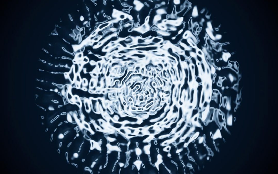 Faraday wave vibrations depicting emanations from the Perseus Galaxy Cluster 240 million years ago. —John White image, from the site FYFD